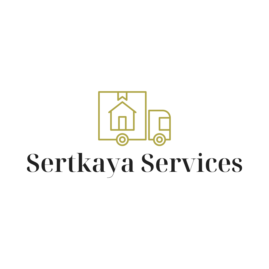 Logo von Sertkaya Services mit Lkw und Haus-Symbol.